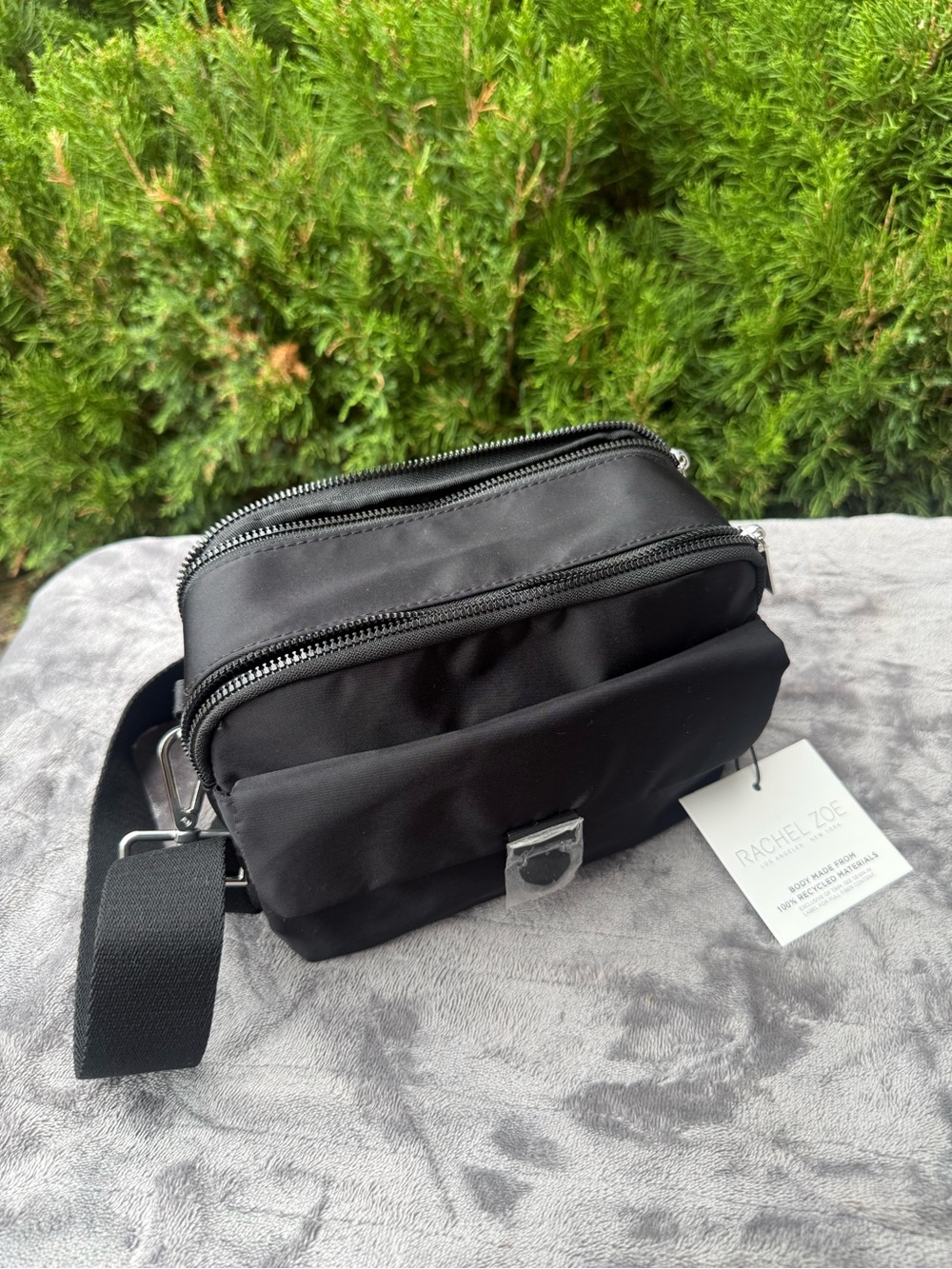Black Nylon Messenger Crossbody bag